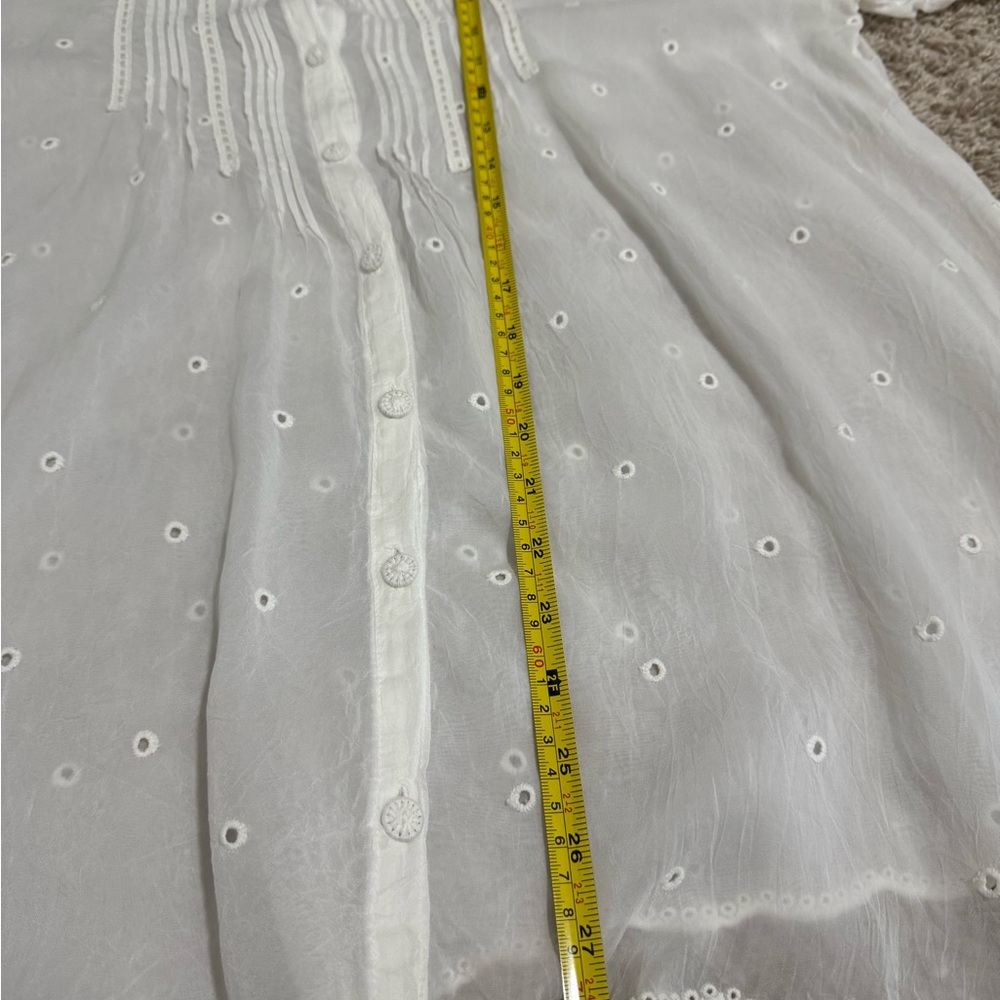 Johnny Was White Long Sleeve Pleated Blouse - Size L - Like New - Picture 9 of 9